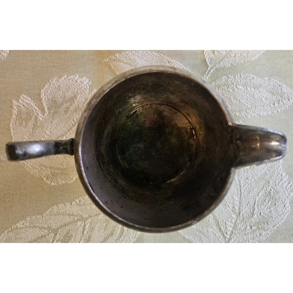 Vintage Gotham Silver on Copper Creamer Pitcher Rope Trim Footed 416
